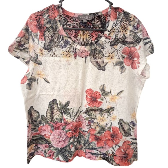Laura Petites Floral Top-Women's Large - Picture 1 of 7
